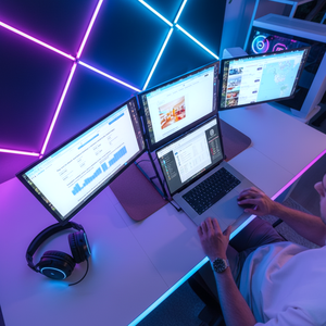 Monitor Triple de 15.6 Pulgadas, 1080P, IPS, TFT, Portátil, Plegable, Extensor de Monitor Triple para Laptop, Conector Tipo-C, Windows, Mac, Android - Product Image 1