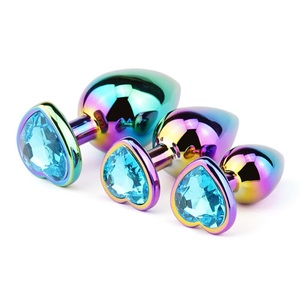 Set di Plug Anali a Forma di Cuore in Metallo, Plug Anali in Acciaio Inox Olografico con Cristalli per Giochi Erotici per Adulti - Product Image 2