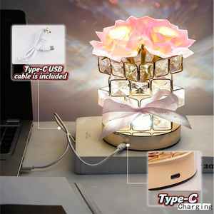 Lampe de table en cristal rose, 3 couleurs, à intensité variable, lumière de nuit USB, commande tactile, lampes de lecture, lumières d'ambiance romantiques pour cadeau de mariage - Product Image 3