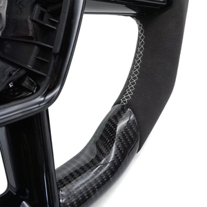Volante di Lusso in Fibra di Carbonio Personalizzato con 3 Razze e Impugnatura da 35mm per <span class=keywords><strong>Audi</strong></span> A6 C8 RS7 S3 8V A5 B8 <span class=keywords><strong>TT</strong></span> - Product Image 2