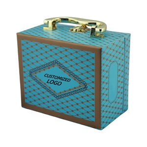 Boîte cadeau de luxe haut de gamme bleue, étanche, avec revêtement UV, à clapet, avec poignée dorée, robuste et portable, pour les cadeaux de vacances et de mariage - Product Image 6