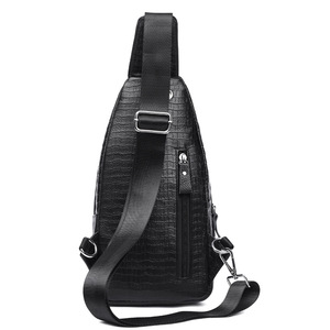 Túi đeo hông da bò thật họa tiết cá sấu dành cho nam, kiểu dáng thời trang, khóa kéo, đeo chéo, đeo vai, lớp trên cùng, phong cách giản dị - Product Image 6