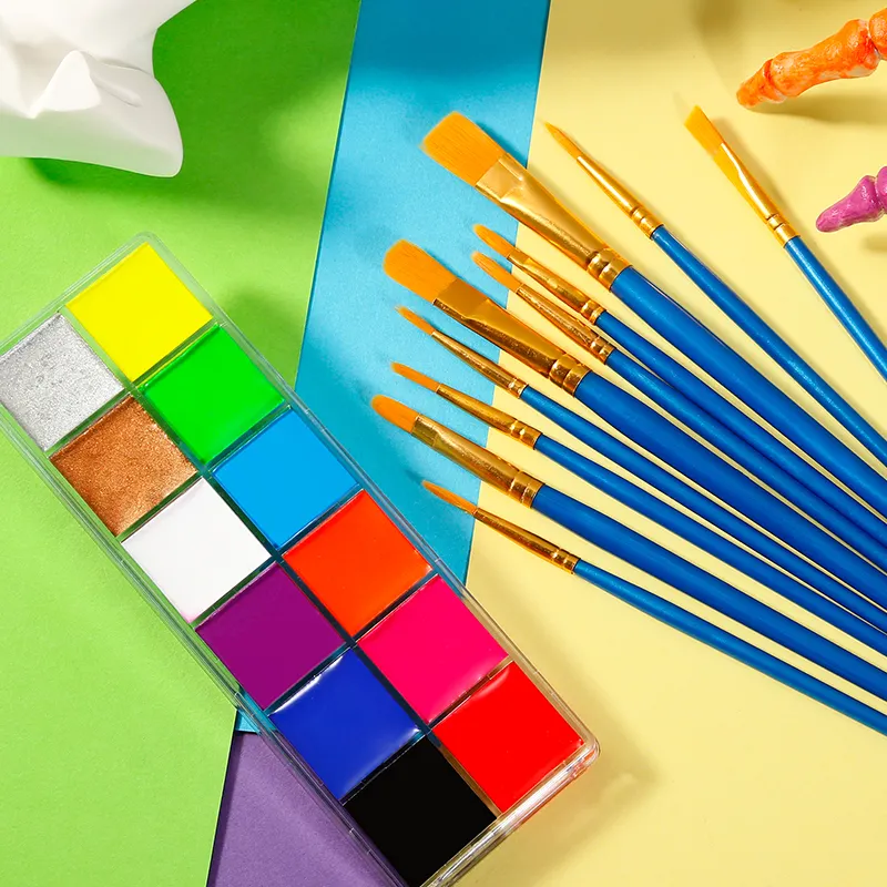 Хэллоуин Неон УФ 12 видов цветов косметический для боди-арта уход за кожей лица живопись поставки взрослая боди-арт набор масляные краски для лица