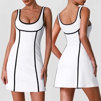 Robe de tennis personnalisée d'usine OEM avec short intégré, bordure contrastante, séchage rapide, pour femme, entraînement, golf, sport, marque privée
