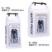 Sac étanche IP68 500D PVC sac sec 2L-Roll Top sac à dos avec étui/pochette de téléphone-accessoires de canotage et de kayak