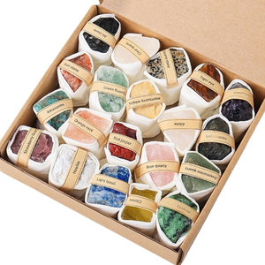 Caja de regalo de piedra curativa de colores mezclados de piedras preciosas en bruto de cristal natural al por mayor con juego de masaje de piedra caliente - Product Image 5