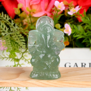 Escultura de Ganesha de Cristal Fengshui Ecológica al por Mayor, Forma Irregular, Material de Cristal Mixto, Grabado Tallado a Mano para - Product Image 4