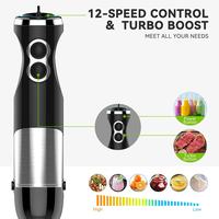 Mixeur Plongeant Électrique 4-en-1 avec Hachoir, Sans BPA, Vitesse Variable, pour Cuisine Domestique et Hôtelière