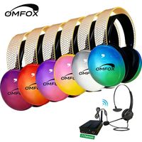 Headphone Wireless Silent Disco LED Glow Over-ear Laris Manis dengan ENC IPX3 Tahan Air Jangkauan 505M Latensi Rendah untuk Yoga Pilates