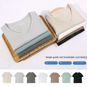 <span class=keywords><strong>T</strong></span>-Shirt da Uomo con Scollo <span class=keywords><strong>a</strong></span> <span class=keywords><strong>V</strong></span> in Poliestere Abbigliamento Estivo Magliette da Uomo di Alta Qualità - Product Image 4