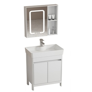 Meuble-lavabo mural moderne pour petite salle de bain, résistant à l'eau, style ferme, avec vasque en aluminium, garantie 3 ans - Product Image 1
