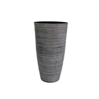 Grand pot de fleurs vertical en plastique PP brun foncé, côtelé, durable, léger, avec trou de drainage, pour extérieur, personnalisation de la couleur, pour la maison