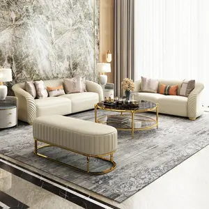 Luce lusso moderno in pelle e tessuto mobili soggiorno cafe divani Nuovo stile italiano in pelle moderno divano albergo