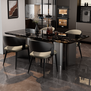 Mesa de Comedor de Piedra Super Cristalina Natural, Rectangular, de Microcristal, Juego de 4 Piezas, Estructura Duradera, para Uso Doméstico - Product Image 1