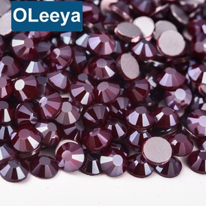 OLeeya Factory Wholesale Mocha Color Glass Strass Nail Art Rhinestone Flat Back Non Hot Fix Crystal Rhinestones for Tumblers - Product Image 1