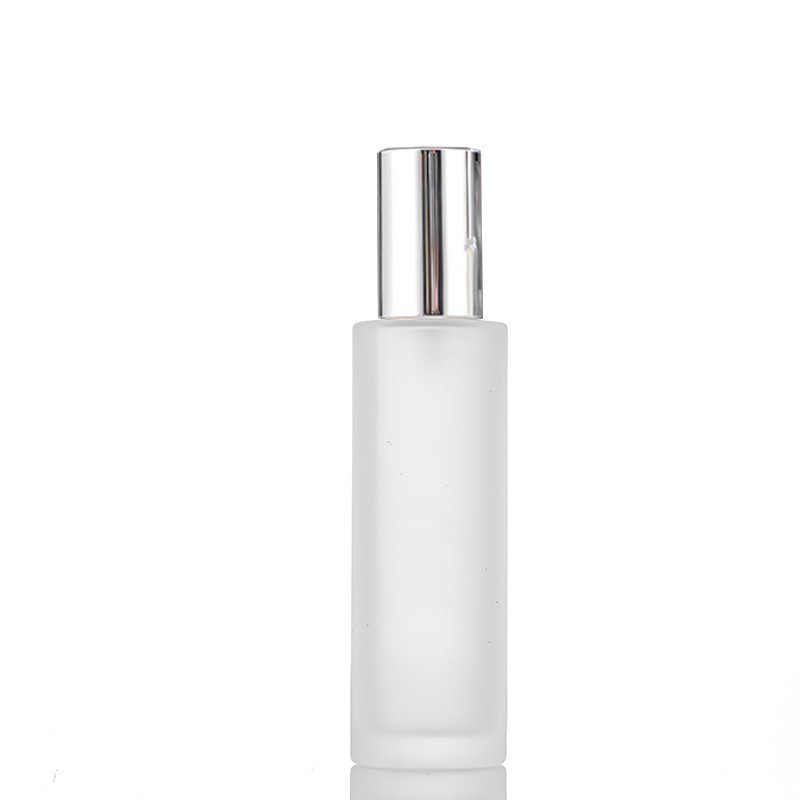 Flacone in vetro satinato + spray argento + tappo argento