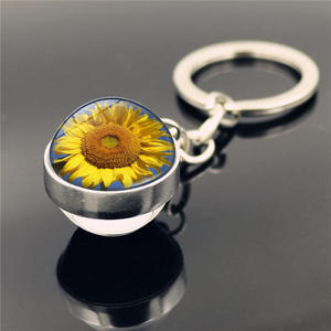 Llavero de Acero Inoxidable con Diseño de Girasol de Doble Cara, Colgante Promocional Personalizado de Alta Calidad - Product Image 3
