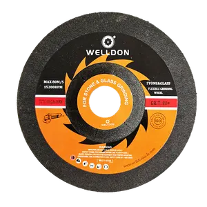WELLDON 4" Flexible Grinding Wheel Disc Glass Gc 60 80 120 Silicon Carbide Alumina Marble Copper 100x3