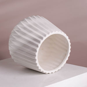 Macetas de estilo nórdico para Plantas, Macetas de dolomita con grabado de flores blancas, maceta de bonsái de cerámica blanca - Product Image 3