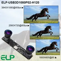 ELP 4MP 1080P Haute Vitesse 60fps 3D VR USB Webcam Sychronisation Double Objectif Aucune Distorsion 120deg Petite Webcam