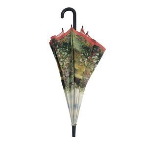 Parapluie Droit 21 Pouces en Polyester à Motif Floral avec Bouton d'Ouverture Automatique, Baleines en Fibre de Verre, Style Professionnel Élégant – Offre Spéciale - Product Image 2