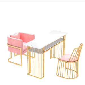 Luxury Modern <b>Nail</b> Salon Furniture Set with Gold Manicure <b>Table</b> & Chairs Professional Marble Top Beauty <b>Nail</b> Professional - Product Image 1