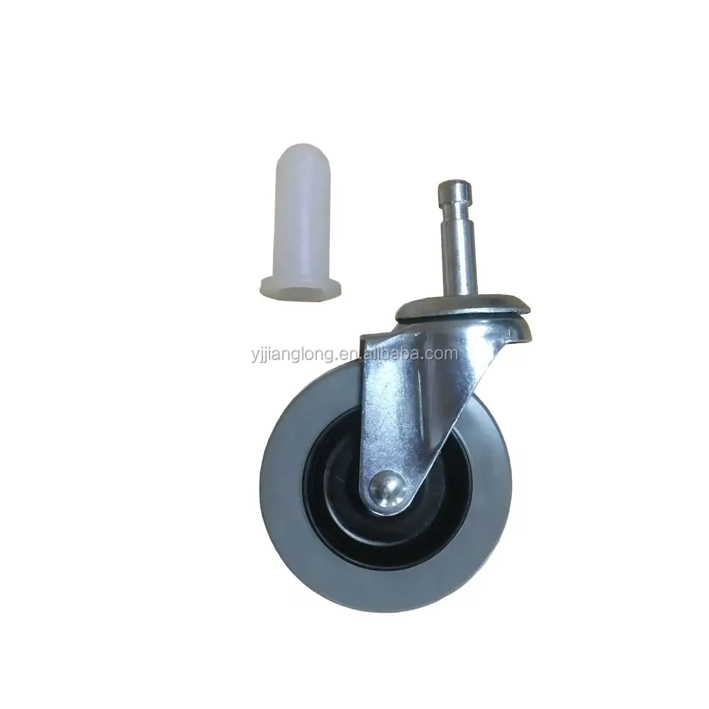 3 Inch Solid Small Rubber Plastic Inserted Wheel with Inserted Link Copper Ring Gray Plastic Casters Wheels