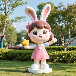 Statue de Fille <span class=keywords><strong>Peintre</strong></span> Mignonne en Fibre de Verre Grande Taille D453, Figurine d'Artiste de Dessin Animé, Résistante aux Intempéries, Ornement Extérieur pour Centre Commercial, Parc, Pelouse - Product Image 5