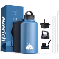 Bouteille d'eau de sport en métal 32 oz avec couvercles, anti-fuite, isolée sous vide, en acier inoxydable à double paroi, tasse thermique