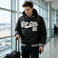 Veste Rembourrée Homme Capuche Polyester Coupe-Vent Hiver Logo Personnalisé