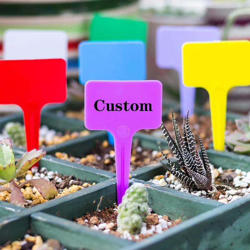 Promosi sublimasi tahan air pot bunga warna t-jenis PVC pembibitan label taman Tag tanaman plastik dengan nama Anda