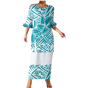 ชุดเดรสลำลองแขนสองชั้นแบบสั่งทำพิเศษ ลายโพลินีเซียน ปูเลตาซี ลายทงกาและซามัว ชุดเดรสสำหรับงานปาร์ตี้ผู้หญิง 2 ชิ้น - Product Image 4