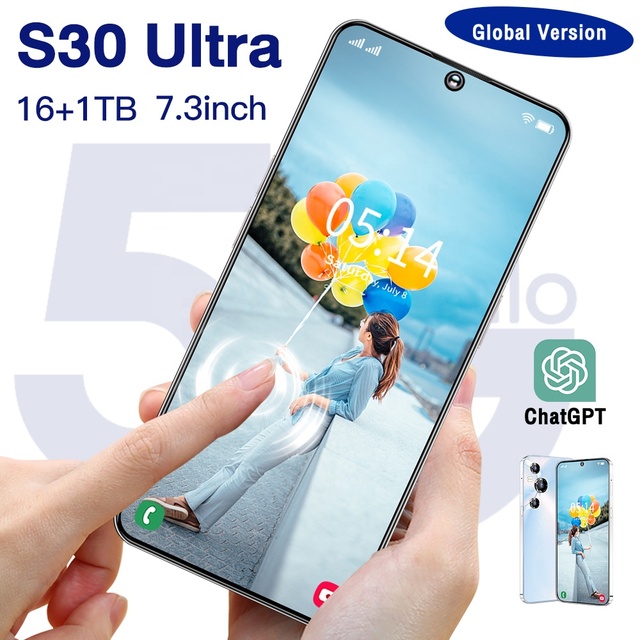 Hot Selling 7.3 Inch Mobile Phone S30 Ultra,Smart Android Cell Smart Gaming Mobile Phone Hd 50MP+108MP Smartphone Dual SIM Card