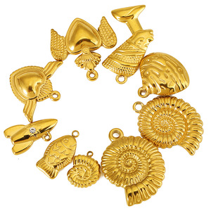Pendentif en acier inoxydable de formes variées : coquillage, fusée, cœur, ailes – Accessoire de bijouterie DIY - Product Image 4