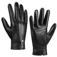 Gants en cuir de mouton noir pour hommes WARRIOR INTERNATIONAL, luxueux, pour la conduite en plein air, compatibles avec les écrans tactiles, chauds, respirants, doux, décontractés, pour l'hiver