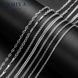 Anmiya 925 Sterling Bạc hip hop Chuỗi vòng cổ chiều dài khác nhau dày Cuba liên kết chuỗi trang sức nam làm phụ kiện thời trang - Product Image 6