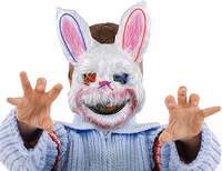 Masque de lapin cosplay lumineux en fil EL, portable, rechargeable, en PVC, pour Halloween, accessoire de costume pour adulte