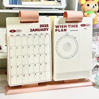 2025 jam ganda Dekorasi Desktop kreatif kalender rencana kartu pukulan dapat disesuaikan untuk meja Foto & penggunaan kantor