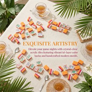 NatuGift - Fichas de Mahjong Americanas de Acrílico Naranja de 4 Capas de Alta Calidad - Diseño Moderno y Lujoso, para Jugadores de <span class=keywords><strong>Casino</strong></span> y Póker - Product Image 3