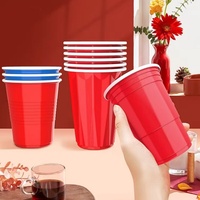 16 oz plusieurs couleurs jetables PP PS fête tasses double couleur en plastique bière-pong tasses peuvent être emballés selon la demande