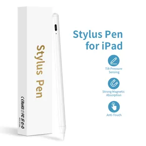 Factory selling popular soft touch metal delicate flat white graphic tablet computer pen stylus for ipad fine tip nib fit