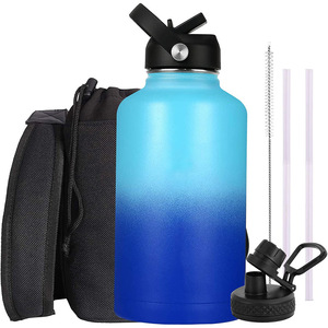 Botella de Agua Aislada de Acero Inoxidable de 64 oz (Medio Galón) con Asa de Paracord, Apta para Lavavajillas, Mantiene Bebidas Frías/Calientes, Color Azul Marino - Product Image 4