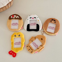 Porte-cartes photo en peluche Kawaii Fish Rice Ball, étui de protection pour carte de bus, sac pendentif, papeterie