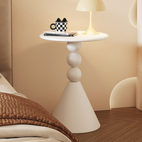 Mesa Auxiliar Redonda Pequeña Color Crema, Mesa Auxiliar de Estilo Minimalista Moderno para el Dormitorio, Mesa de Centro para Sala de Estar al por Mayor
