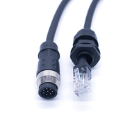 M18 8 Pin A Código a RJ45 6 High Flex Cable Ethernet de doble blindaje Cámara industrial IP67 Conector impermeable Arnés de cableado