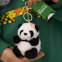 Peluche Panda Hua Hua authentique en PP, petite poupée en forme de pendentif, breloque pour sac à dos, ornement pour cartable, compagnon câlin de haute qualité