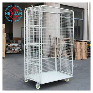 Muestra disponible Industrial Metal Warehouse Roll Cage Logistics Platform Trolley