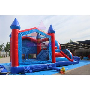Château gonflable à thème Joyeux <span class=keywords><strong>Anniversaire</strong></span>, rouge et bleu, <span class=keywords><strong>avec</strong></span> toboggan, <span class=keywords><strong>pour</strong></span> les anniversaires d'enfants, <span class=keywords><strong>location</strong></span> commerciale - Product Image 5