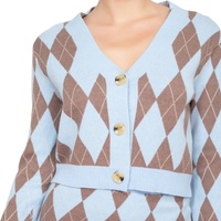 Ensemble de 2 pièces en maille pour femme : Pulls ajustés 100 % coton style preppy à manches longues et col en V, et jupe tricotée – Vente en gros personnalisée