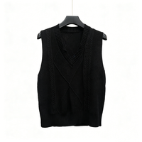 Pull-over en tricot sans manches pour femme, 100 % coton, personnalisé avec logo, col en V, broderie, vente en gros